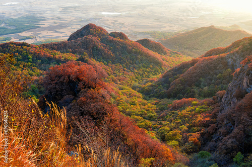 The autumn landscape of Rafa mountain in Jilin city Jilin province  China.
