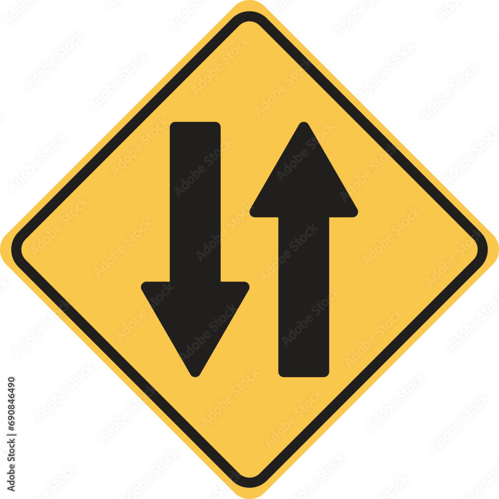 Two way traffic sign vector isolated on white background . Two way sign icon Two way traffic sign vector isolated on white background . Two way sign icon