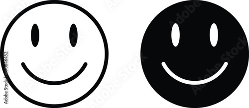 Smile icon set in two styles isolated on white background . Happy face icon vector
