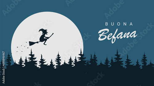 flat design buona befana banner vector