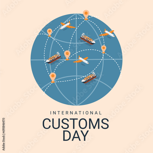 international customs day post template vector