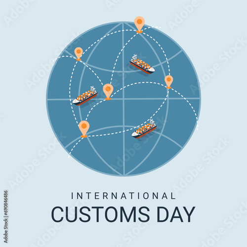 international customs day social media post template vector