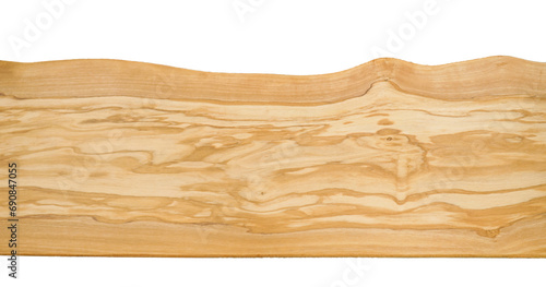 Wood slab with natural edge and white empty background for charcuterie or modern furniture