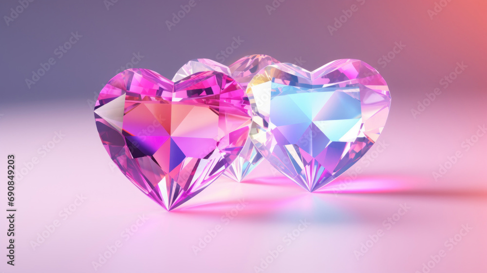 Fototapeta premium Crystal colorful hearts