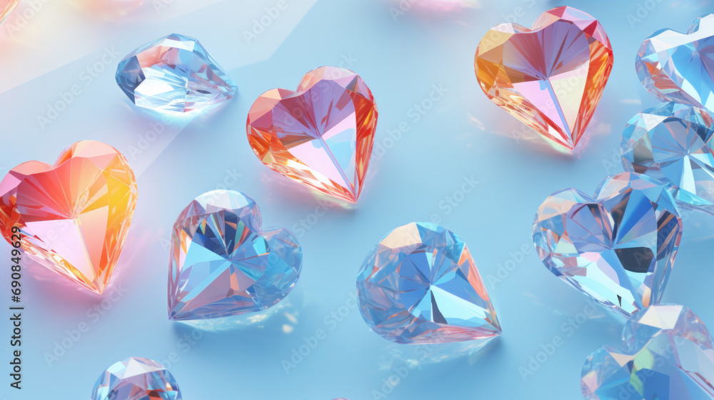 Fototapeta premium Crystal colorful hearts
