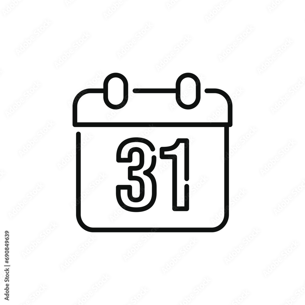 New year calendar line icon isolated on white background New year calendar line icon isolated on white background
