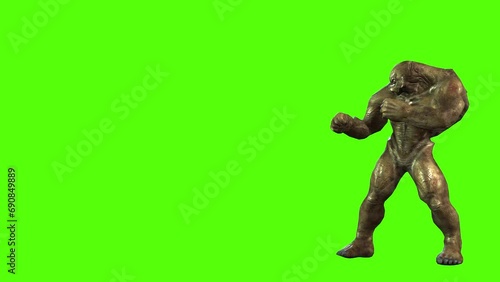 Monster Elbow Attack Green Screen Animation 3D Rendering
