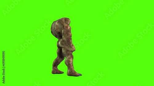 Monster Evade and Attack Green Screen Animation 3D Rendering photo