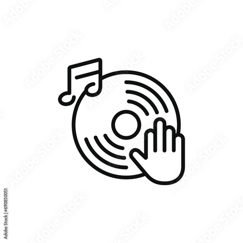Disc jockey turntable line icon isolated on white background