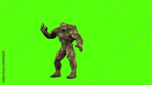 Monster Magic Attack Green Screen Animation 3D Rendering
