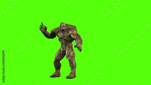 Monster Magic Attack Green Screen Animation 3D Rendering