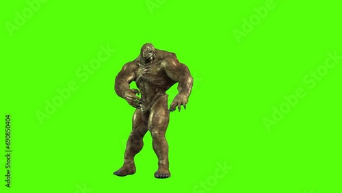 Monster Magic Attack Green Screen Animation 3D Rendering