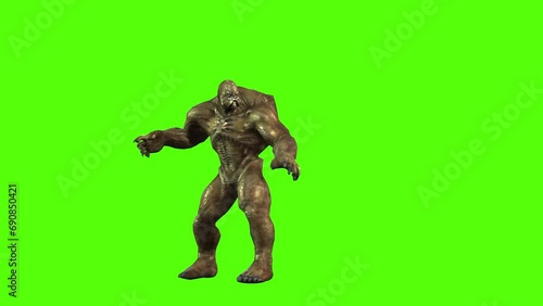 Monster Magic Attack Green Screen Animation 3D Rendering