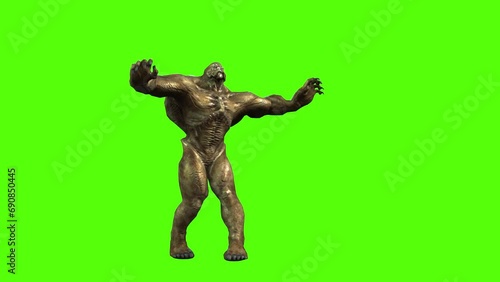 Monster Magic Attack Green Screen Animation 3D Rendering