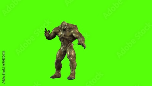 Monster Magic Attack Green Screen Animation 3D Rendering