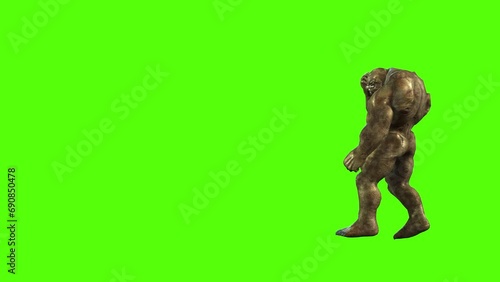 Monster Punch Green Screen Animation 3D Rendering.