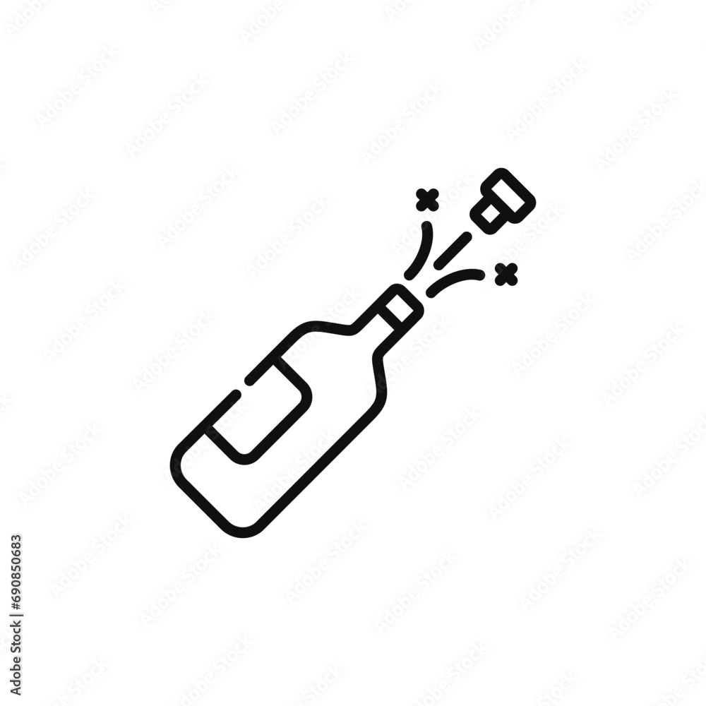 Champagne splash line icon isolated on white background Champagne splash line icon isolated on white background