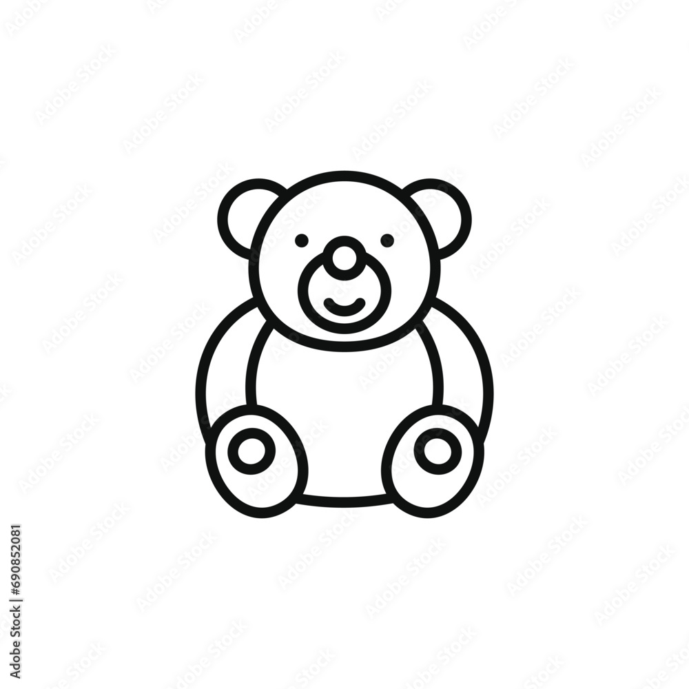 Bear doll line icon isolated on white background Bear doll line icon isolated on white background