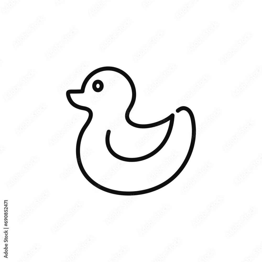 Rubber duck line icon isolated on white background Rubber duck line icon isolated on white background