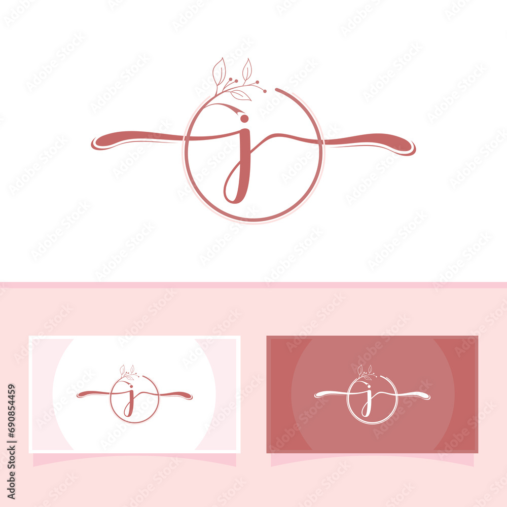 Naklejka premium Initial letter luxury beauty flourishes ornament monogram logo J