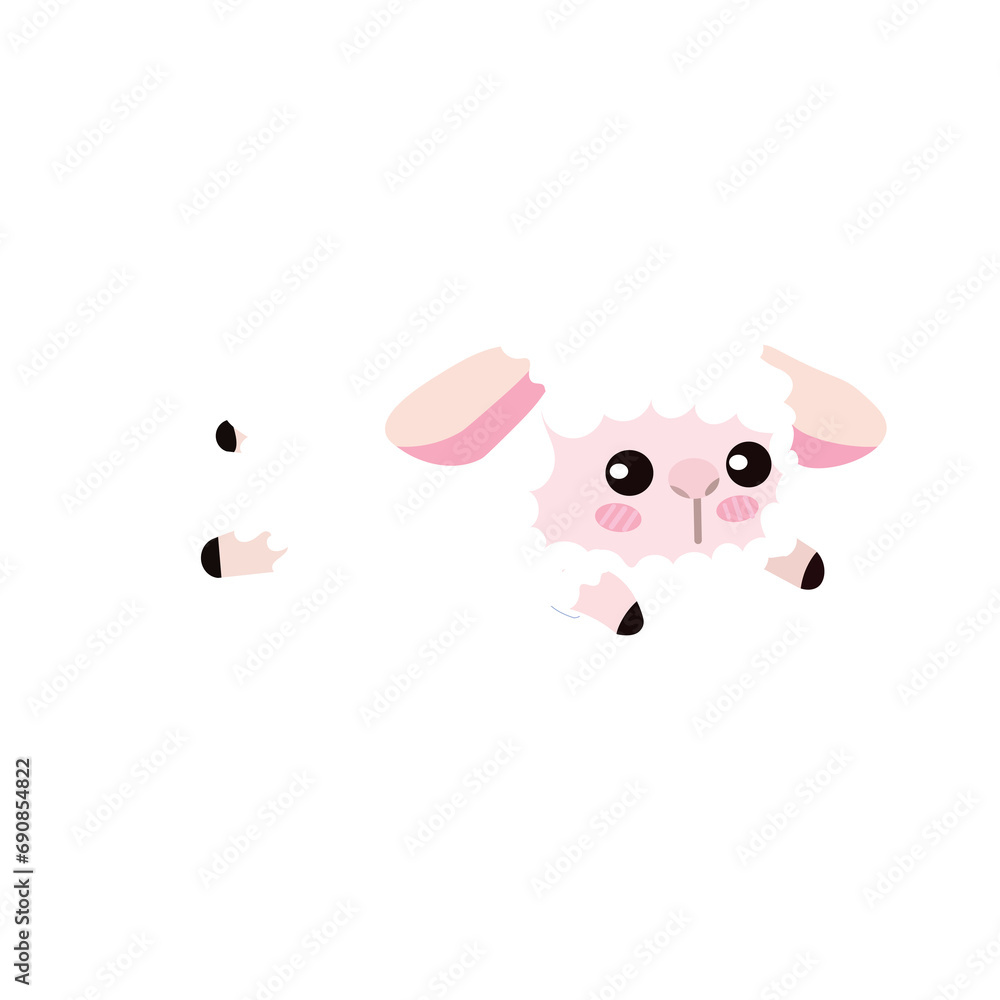 Fototapeta premium sheep cartoon, Cute White Sheep Illustration