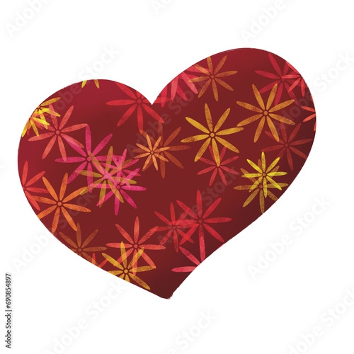 Red heart and flower pattern
