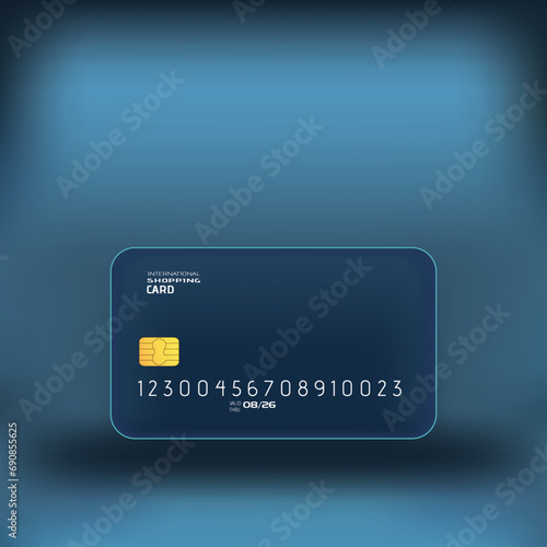 debit, credit card money financial security for online shopping, online payment credit card with payment protection concept, business finance, online banking and online shopping, Front view, blue.