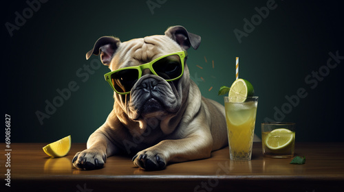 A dog appearing intoxicated while sipping a cocktail ©  creativeusman