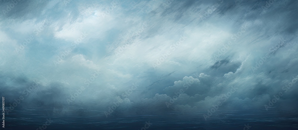 Obraz premium Rainy clouds create the sky's sorrowful-yet-luminous blend of blue and gray, symbolizing a perfect, ethereal harmony.