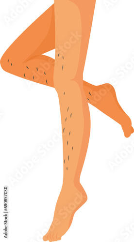 Vector Pair of Hairy Female Legs Before Depilation Procedure. Girl unhappy with hairy body about to try beauty laser treatment 
