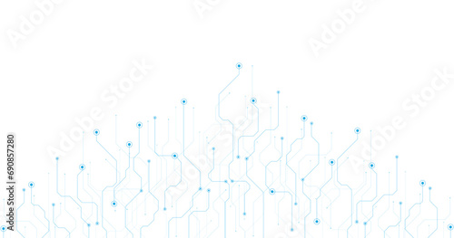 Technology blue circuit diagram. High-tech circuit board connection system.Vector abstract technology on a white background.