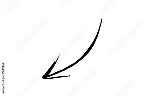 Marked arrow isolated on background. Arrow marker isolated png transparent. arrow marker hand drawn. Arrows icon. Arrow drawn with black marker on white background
