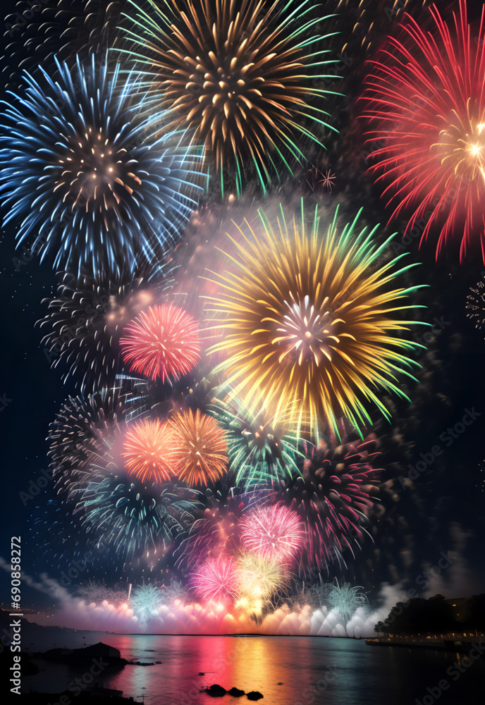 view of beautiful firework party ai generated view of beautiful firework party ai generated