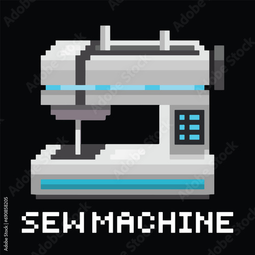 Editable Pixel Vector of Sew Machine Illustration, good for clip art, sticker, icon, logo, etc