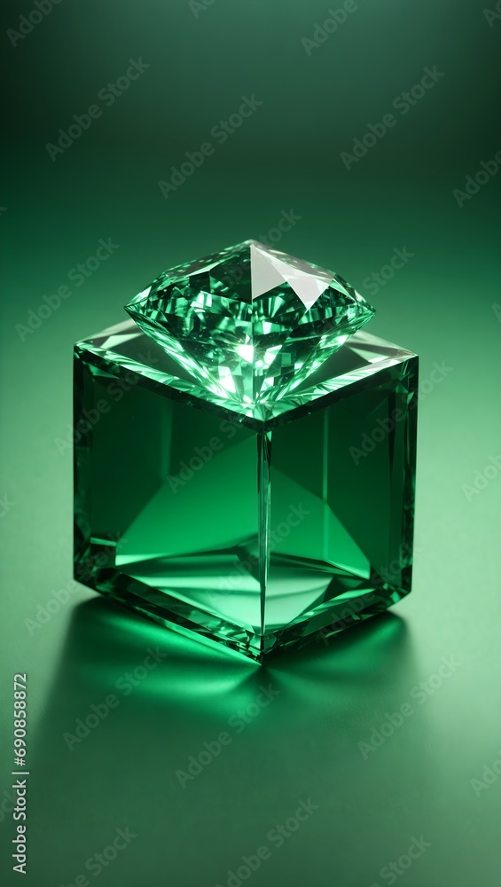 a 3d image of a diamond in a green box ai generated a 3d image of a diamond in a green box ai generated