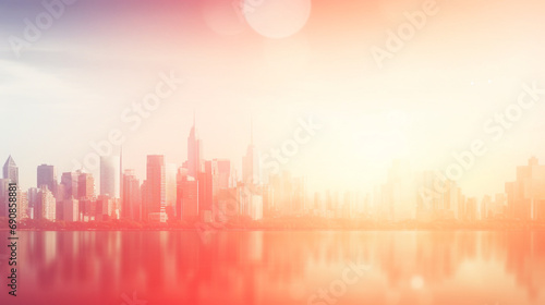 抽象的なぼやけた街日の出空の背景GenerativeAI © enopi