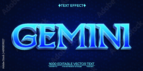  Blue Gemini Zodiac Editable Vector 3D Text Effect