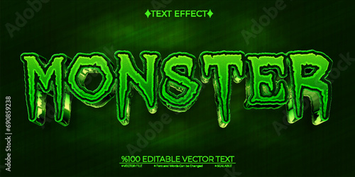  Creepy and Spooky Monster Editable Vector 3D Text Effect