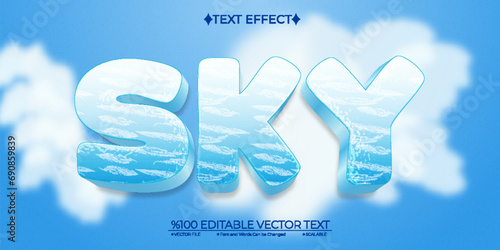 Cartoon Sky Editable Vector 3D Text Effect