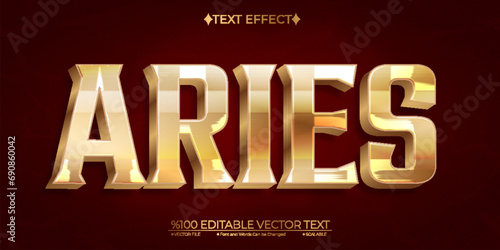 Gold Aries Zodiac Editable Vector 3D Text Effect