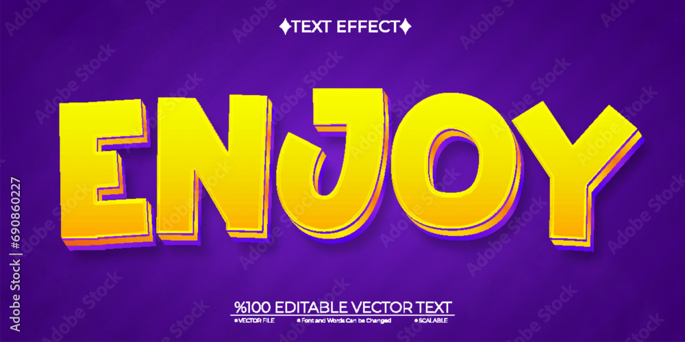 Yellow and Purple Enjoy Editable Vector 3D Text Effect
