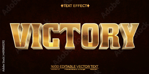 Gold Victory Editable Vector 3D Text Effect