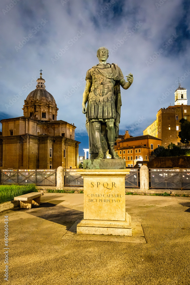 View of Statue of Julius Caesar at Roman Forum site