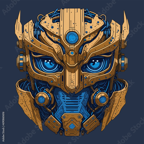 2D Vector Cartoon Illustration futuristic transformers face robotic technology machine mechanical
