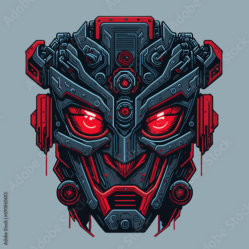 2D Vector Cartoon Illustration futuristic transformers face robotic technology machine mechanical
