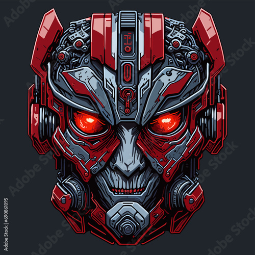 2D Vector Cartoon Illustration futuristic transformers face robotic technology machine mechanical
