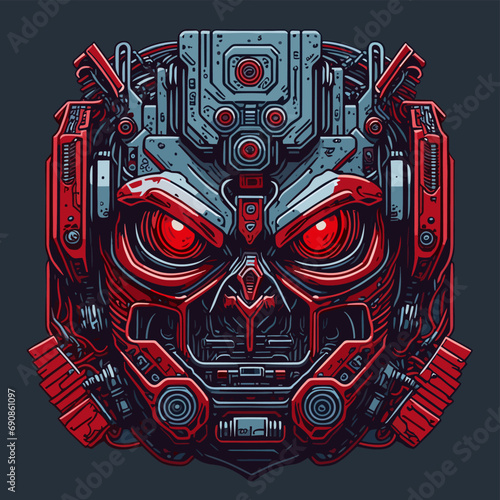 2D Vector Cartoon Illustration futuristic transformers face robotic technology machine mechanical
