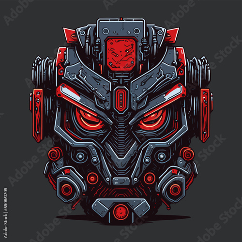 2D Vector Cartoon Illustration futuristic transformers face robotic technology machine mechanical
