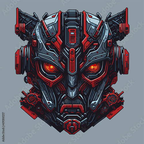 2D Vector Cartoon Illustration futuristic transformers face robotic technology machine mechanical
