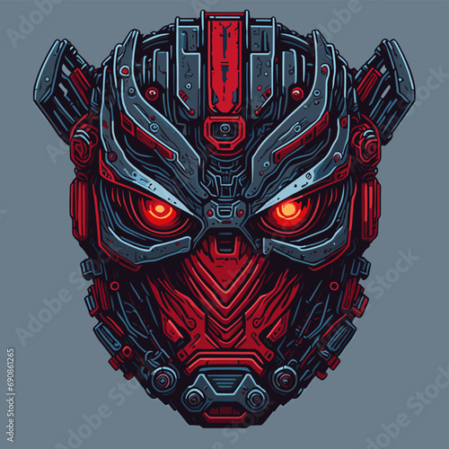 2D Vector Cartoon Illustration futuristic transformers face robotic technology machine mechanical
